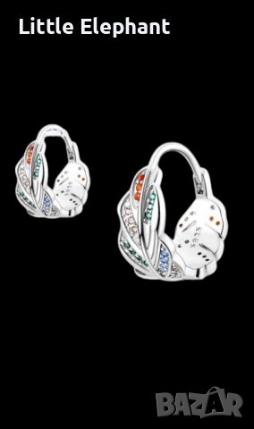 Висящи сребърни обеци Пандора халки лодки,coloured с цветни кристали/нови