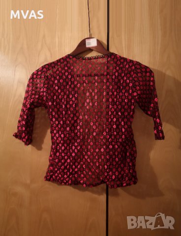 Нова наметка/болеро червена с черно XS, снимка 2 - Жилетки - 32843059