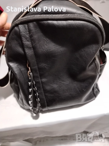 Дамска раница от черна кожа, снимка 5 - Чанти - 52382824