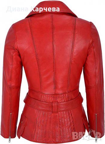 Продавам ново дамско червено яке от естествена кожа размер 40 (М) в Якета в  гр. София - ID27415414 — Bazar.bg