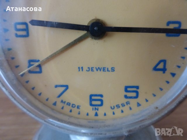 Будилник часовник Слава тъмно зелен , снимка 4 - Антикварни и старинни предмети - 43136176