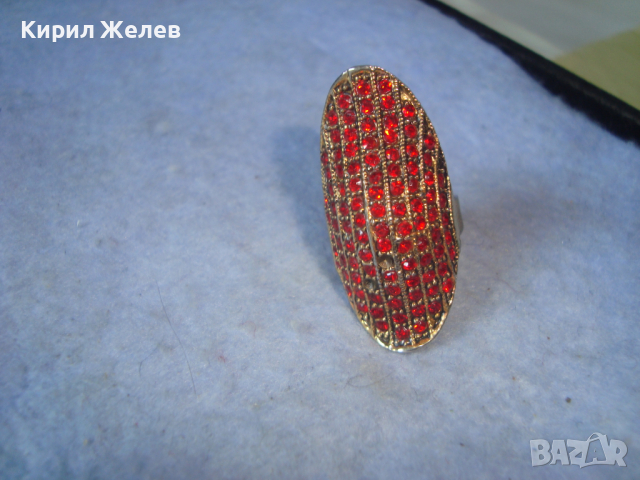 ЗЛАТИСТ ФЕШЪН АРТ ДИЗАЙНЕРСКИ ПРЪСТЕН РЕГУЛИРУЕМ с ЦВЕТНИ КРИСТАЛЧЕТА 25068, снимка 9 - Пръстени - 36422966