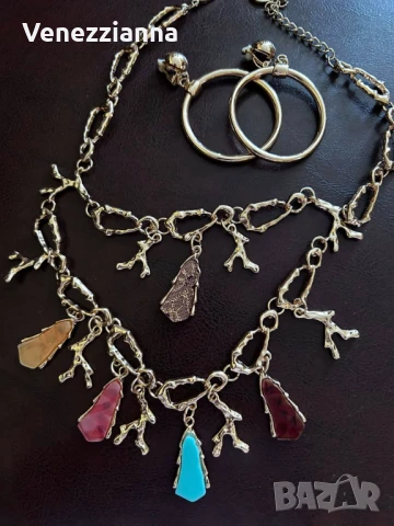 Колие Корал Позлата Двуредно НОВО+Обеци