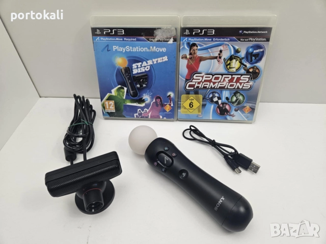 +Гаранция! PS3 Playstation 3 Motion Move Controller джойстик контролер + камера и игри, снимка 2 - Аксесоари - 52533481