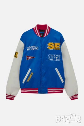 Мъжко пилотско яке с ръкави от еко кожа Pull&Bear, XL