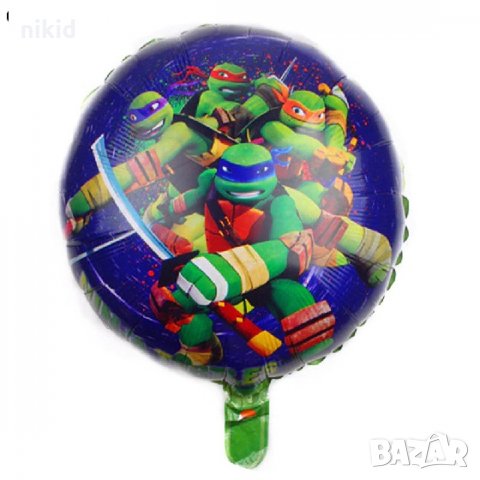 Костенурките Нинджа Кръгъл балон фолио фолиев хелий или въздух парти рожден ден, снимка 1 - Други - 26560067