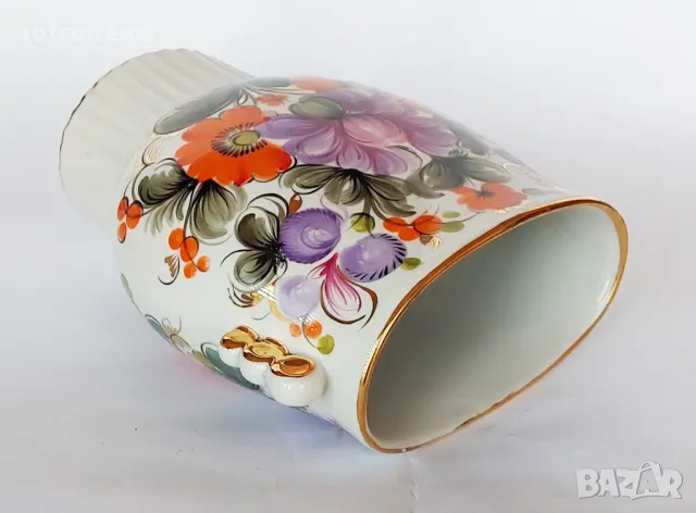 Рядкост! Винтидж Порцеланова Ваза "Лира", Петрикивски стил, 1970-ти години, снимка 5 - Антикварни и старинни предмети - 47856164