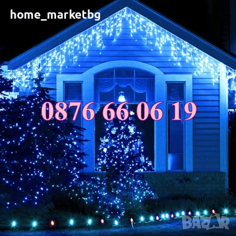 Коледна завеса 3 м синя светлина, коледна украса, коледни лампички