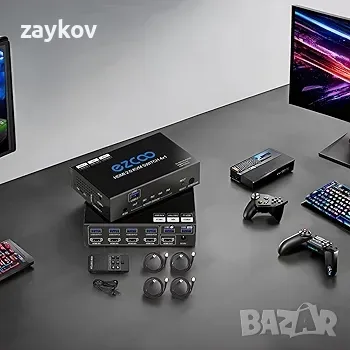 USB 3.0 HDMI KVM превключвател 4 компютър 1 монитор 4K 60Hz SPDIF L/R Extractor - USB превключвател, снимка 4 - Друга електроника - 48645847