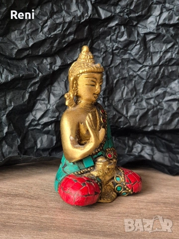 Буда от бронз и корали, уникат, снимка 3 - Колекции - 53266597