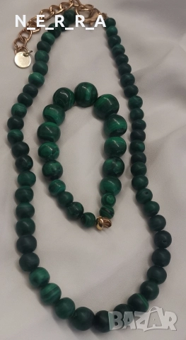 Комплект от естествен малахит