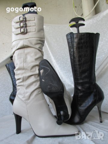 КАТО НОВИ дамски 36 - 37 кожени ботуши- бели,естествена кожа, made in BRAZIL, снимка 12 - Дамски ботуши - 37486892