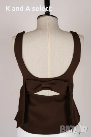 Кафяв топ с панделка на гърба – модел “Bella”, снимка 2 - Корсети, бюстиета, топове - 51170916