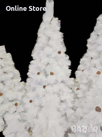Коледна Снежно бяла или зелена елха с шишарки + пласмасова стойка  ТОП ПРЕДЛОЖЕНИЕ, снимка 4 - Декорация за дома - 42964456