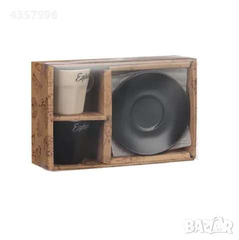 Комплект керамични чаши за кафе, С чинийка, 80 мл, 2бр. , снимка 4 - Чаши - 50085340