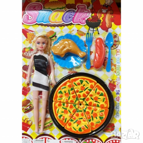 Детски комплект „Snack Time“ с кукла и играчки храна, снимка 4 - Кукли - 52053423
