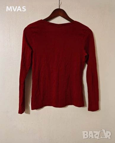 Тъмно червена дамска блуза с дълъг ръкав S размер, снимка 2 - Блузи с дълъг ръкав и пуловери - 53564990