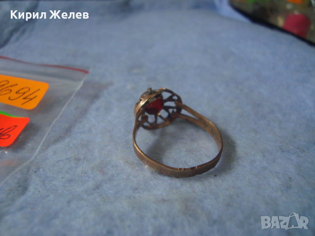 СТАРИНЕН МЕДЕН с ПОЗЛАТА СКЪПОЦЕНЕН РЕТРО ПРЪСТЕН с ГРАНАТ РЪЧНА МАЙСТОРСКА ИЗРАБОТКА 19694, снимка 11 - Антикварни и старинни предмети - 36421877