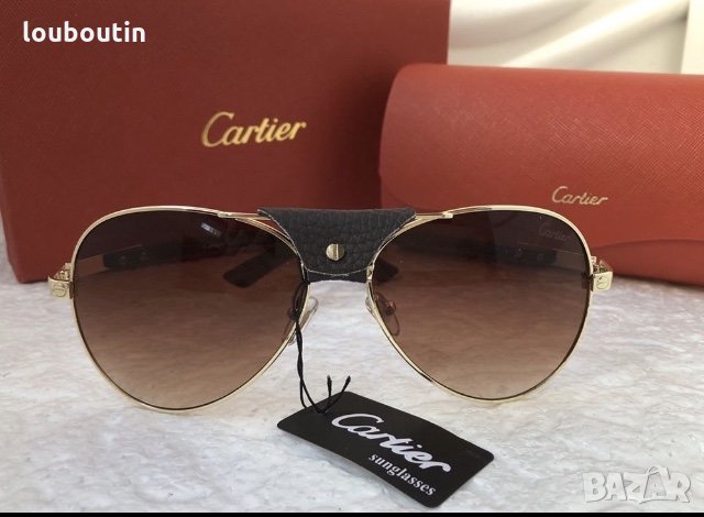 Cartier унисекс мъжки слънчеви очила с кожа и дървени дръжки 3 в 1, снимка 5 - Слънчеви и диоптрични очила - 28356030