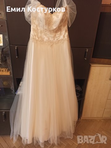 Продавам сватбена рокля - цвят екрю, снимка 2 - Рокли - 36842908