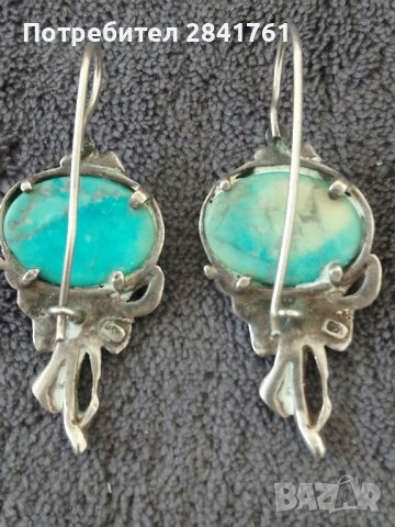 Сребърни обеци с естествени камъни, снимка 4 - Обеци - 44129383