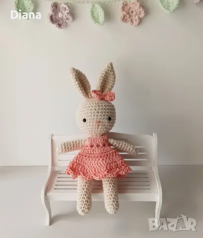 Детска играчка зайче, ръчна изработка, плетени играчки, подарък за момиче, снимка 5 - Други - 47485648