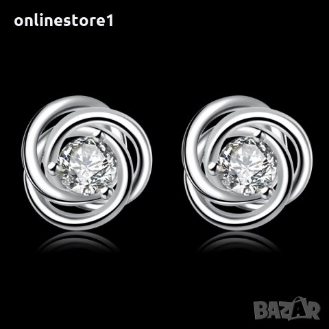 Сребърни Обеци Искрец - 925 печат сребро BH307, снимка 3 - Обеци - 28136978