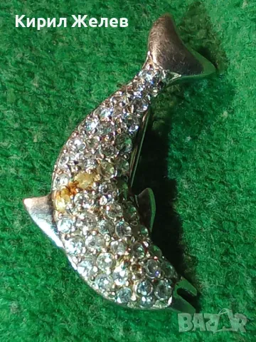 ФРЕНСКА МАРКОВА ФИГУЛАРНА СРЕБЪРНА БРОШКА ДЕЛФИН СРЕБРО 925 МИНЕРВА с БЯЛА ПОЗЛАТА и ЦИРКОНИ 29219, снимка 18 - Антикварни и старинни предмети - 46219939