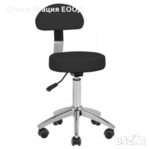 Козметичен/фризьорски стол - табуретка с облегалка AM-304 - 50/64 см - бяла/черна, снимка 3 - Педикюр и маникюр - 34099444