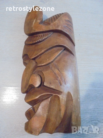 № 8507 Старинно дървено пано / маска , снимка 5 - Други ценни предмети - 53568785