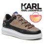 KARL LAGERFELD № 42 🍊 Мъжки кожени спортни обувки "BLACK & BEIGE" нови с кутия, снимка 1 - Спортно елегантни обувки - 43024137