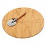 Дъска за пица-32 см./Бамбукова дъска за пица с нож