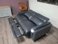 ПРОМОЦИЯ!!! Сив кожен диван тройка с ел. релакс механизъм "Sandro", снимка 5