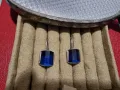 Авторски,сребърни обеци с голям син камък , снимка 5