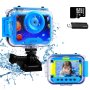 Детска HD Екшън камера/водоустойчив 180° Въртящ се фотоапарат 20MP/подводен спорт/32GB SD карта, снимка 1