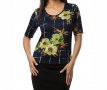 Дамска черна блуза с принт марка Cesy Fashion - 2XL, снимка 1 - Тениски - 38435383