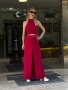 Дамски еластичен стилен червен костюм с пола панталон XS-XL, снимка 2
