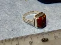 Старинен СКЪПОЦЕНЕН СРЕБЪРЕН ПРЪСТЕН СРЕБРО ВИСОКА ПРОБА с ПОЛИРАН ЯСПИС АР ДЕКО РЪЧНА РАБОТА 47583, снимка 6
