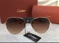 Cartier унисекс мъжки слънчеви очила с кожа и дървени дръжки 3 в 1, снимка 5