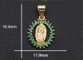 Висящо колие с кристали(green)"Vergin Maria",Gold/ново, снимка 1 - Колиета, медальони, синджири - 33603565