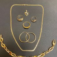 Златни обеци пръстен висулка ланче гривна 14 k 585 gold zlato, снимка 1 - Колиета, медальони, синджири - 35562029