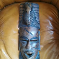 Дървена Африканска маска, снимка 1 - Антикварни и старинни предмети - 42957067