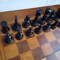 Стар шах за игра в дървена кутия, голяма, дървена табла , снимка 4 - Шах и табла - 43543583