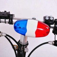 Предни светлини LED светлини за велосипед полицейски сирени звънец звукова сирена колело колоездене, снимка 3 - Аксесоари за велосипеди - 22084574