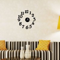Огледален часовник арабски цифри черен , снимка 2 - Стенни часовници - 38893616