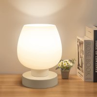 ONEWISH Нощна LED лампа с абажур от бяло опалово стъкло, снимка 1 - Лед осветление - 44071655
