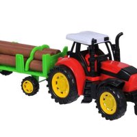 Червен трактор с ремарке за дърва, снимка 1 - Други - 43101798