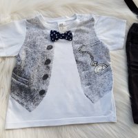 Панталон с тиранти и блуза с папионка H&M 6-9 месеца, снимка 5 - Комплекти за бебе - 28230175