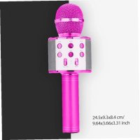 Караоке микрофон за деца Wireless, SD card, Розов, снимка 2 - Тонколони - 43145727