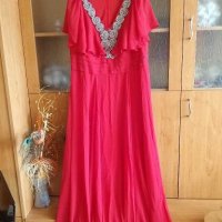 Червена официална дълга рокля , снимка 5 - Рокли - 28092322